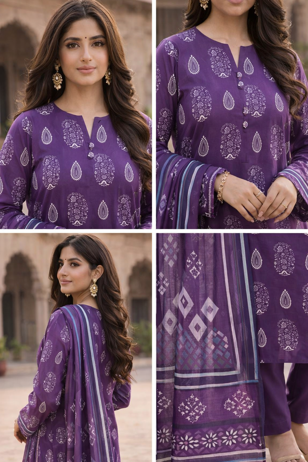 Royal Purple Paisley – 3 Piece Lawn Suit