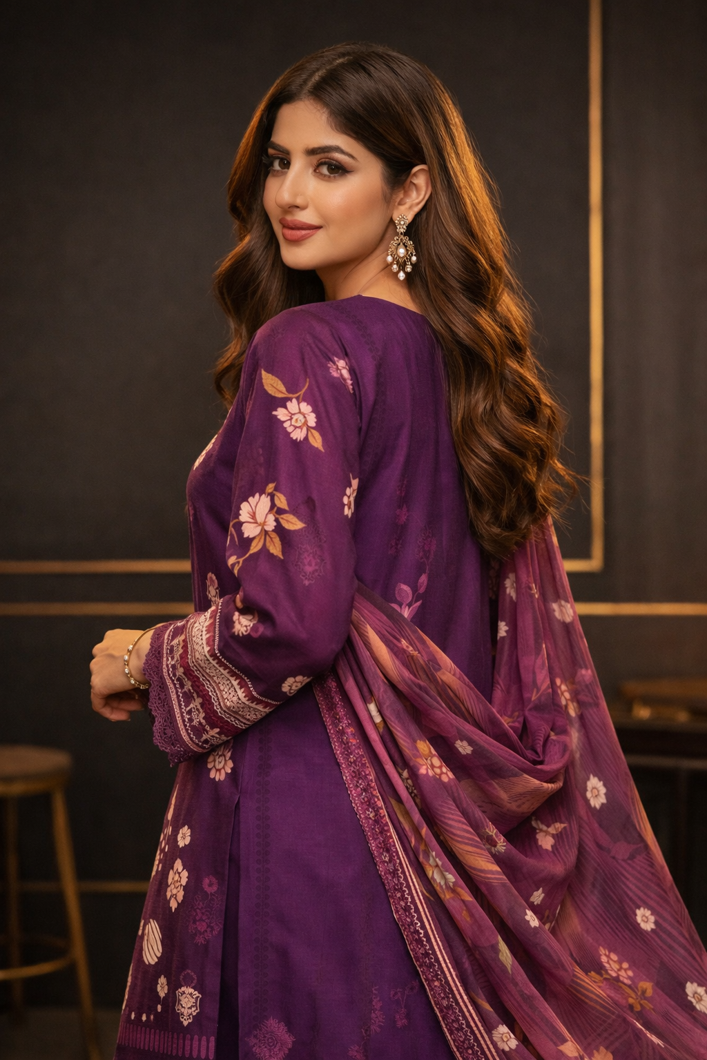Purple Bloom Unstitched Suit