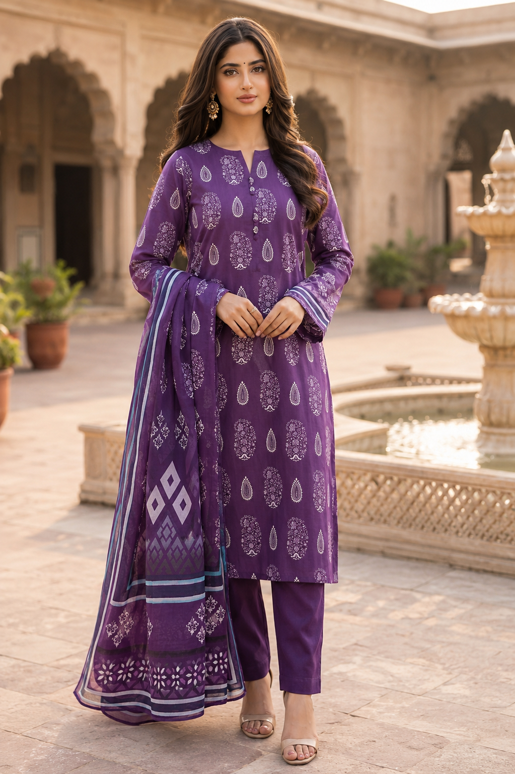 Royal Purple Paisley – 3 Piece Lawn Suit