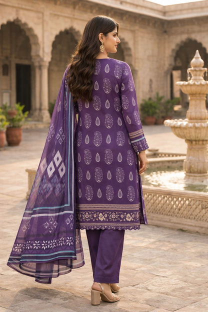 Royal Purple Paisley – 3 Piece Lawn Suit
