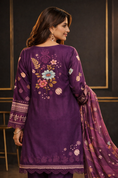 Purple Bloom Unstitched Suit